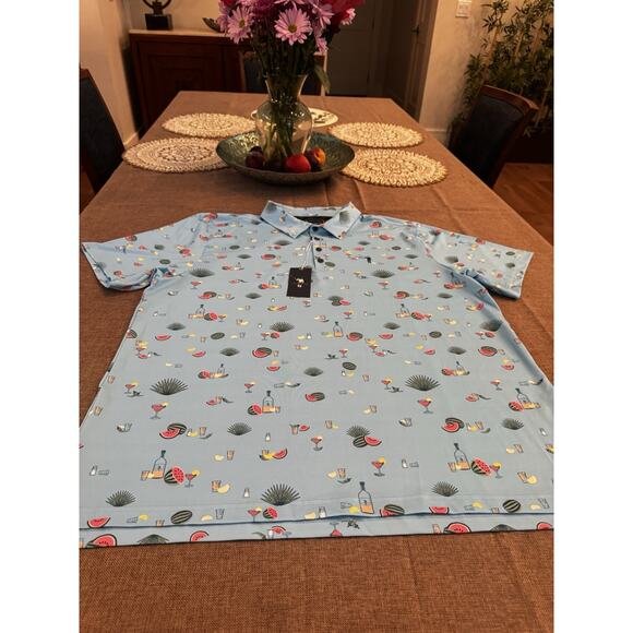 New William Murray Polo Shirt Mens Size XXL Golf Performance Agua Caliente Blue - Picture 4 of 10